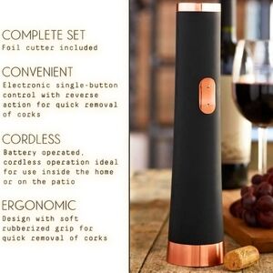 Black and Copper Electric Wine Opener Set